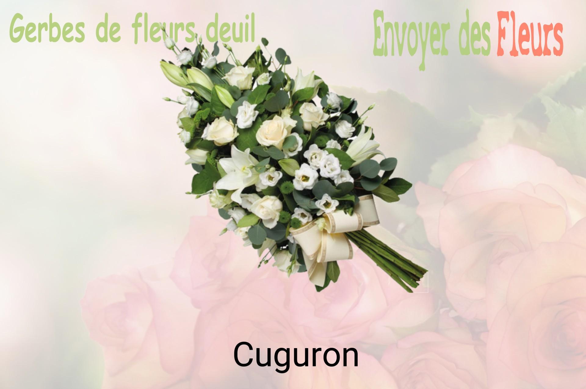 Gerbe de fleurs de deuil livrée à Cuguron